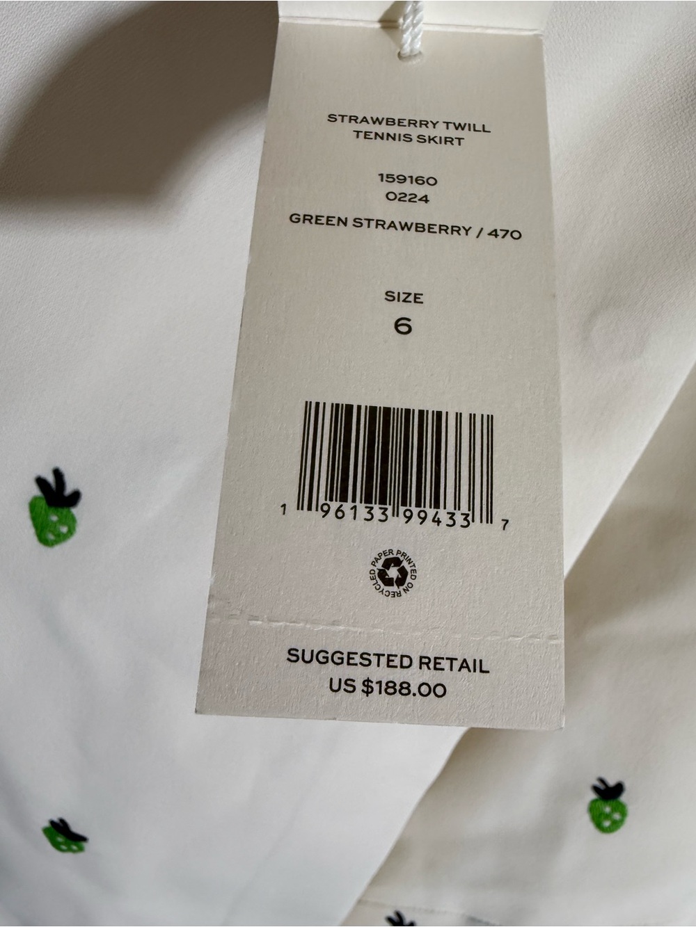 Tory Burch Cream A-Line Skirt with Green Embroidered Accents - Picture 6 of 8